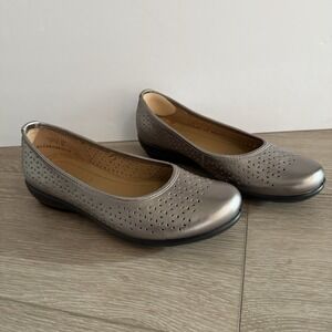 Hotter Livvy II Ballerina Pumps Flats Women's Shoe Size 7 Pewter Casual Dress